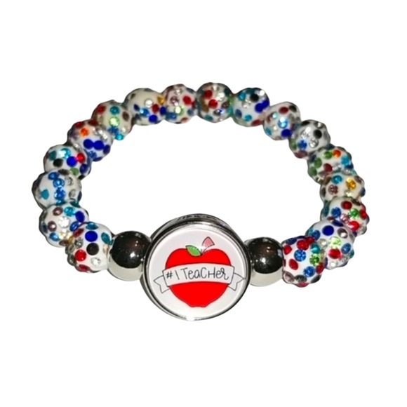 Handcrafted #1 Teacher Bracelet - Picture 1 of 3